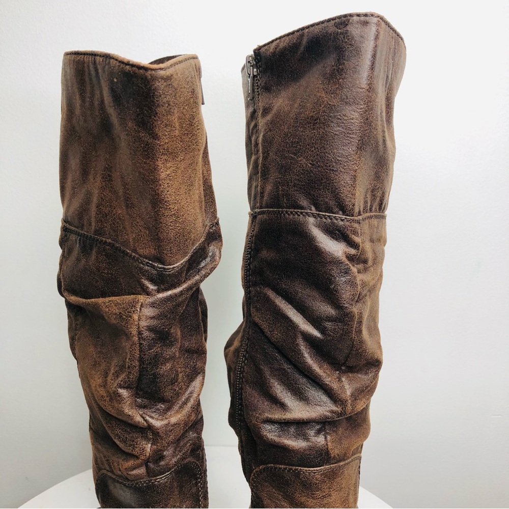 Baretraps Sonja knee mid calf brown leather like zip up boots SZ 10. R2 - Picture 7 of 10